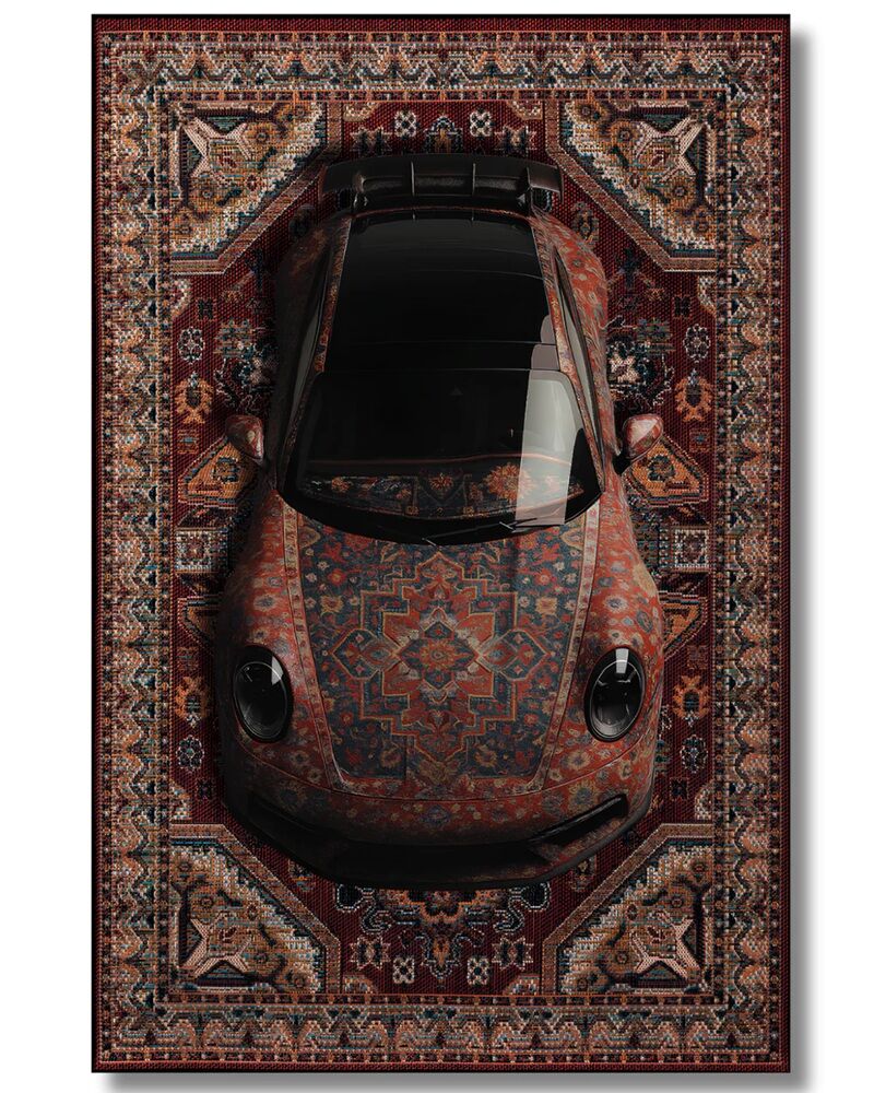 Drom Dokuma Taban Makinede Yıkanabilen Kilim Kaymaz Şönil Araba Figürlü Retro Tasarım Halı