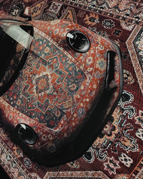 Drom Dokuma Taban Makinede Yıkanabilen Kilim Kaymaz Şönil Araba Figürlü Retro Tasarım Halı