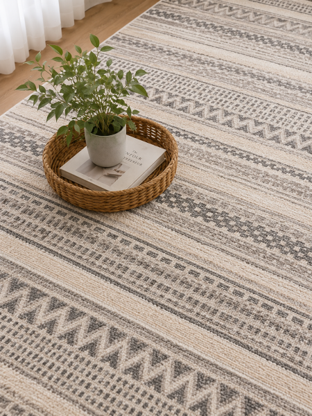 Enti Halı Step 2207 Gri Kabartmalı Yumuşak Dokulu Hav Toz Vermez Modern Salon Oturma Odası Halısı