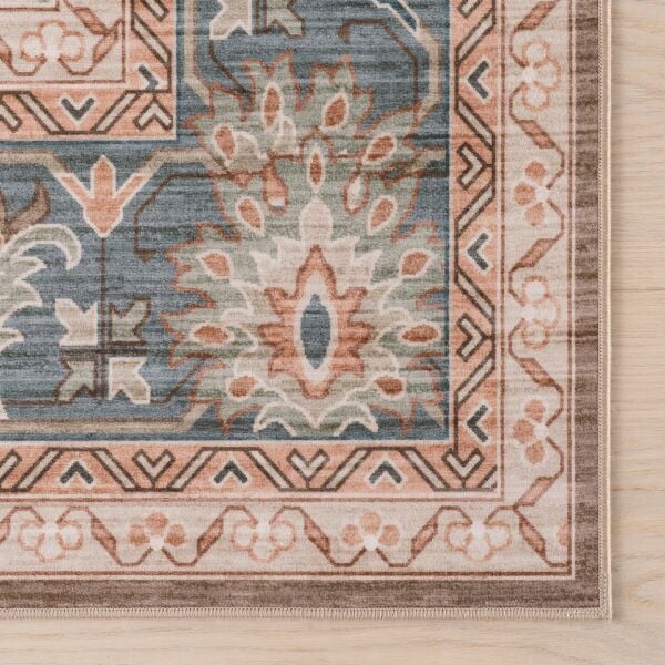 Atelier 505 Dusty Blue Eskitme Vintage Halı Etnik Dokuma Otantik Yıkanabilir Salon Mutfak Yatak Odası Koridor Halısı