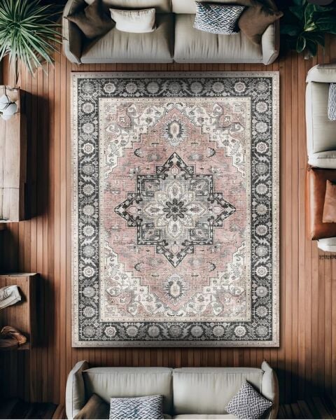 Drom Pamuk Dokuma Taban Makinede Yıkanabilen Kilim Kaymaz Şönil Etnik Vintage Modern Halı