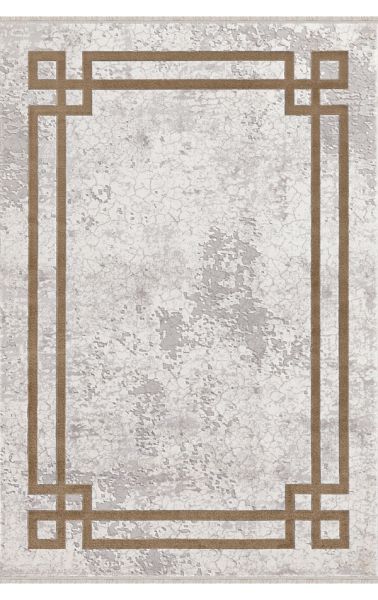 Merinos Halı Therapy 33260 80 Yün Tuşeli Çerçeveli Modern Salon Halısı Gri Kahve 125x200