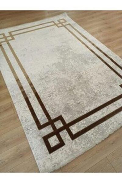 Merinos Halı Therapy 33260 80 Yün Tuşeli Çerçeveli Modern Salon Halısı Gri Kahve 200x290