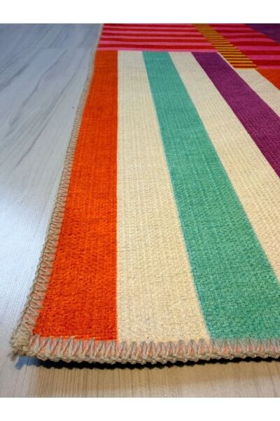 Dopamin Tarz Çok Renkli Modern Çizgiler Kreatif Dokuma Taban Dekoratif Halı Multy Salon Koridor Mutfak Oturma Odası Halısı Modern Halı