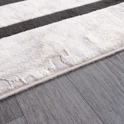 Merinos Halı Therapy 33260 090 Yün Tuşeli Çerçeveli Modern Salon Halısı Gri Siyah 80x300