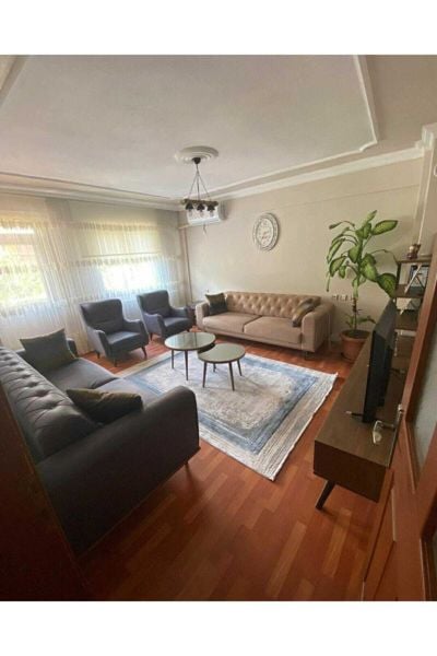 Merinos Halı Therapy 34665 030 Yün Tuşeli Çerçeveli Modern Salon Halısı Gri Mavi 80x150