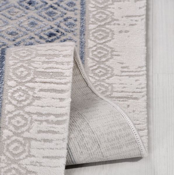 Crea Halı Belinda BM07 Akrilik Dokuma Gri Mavi Avangart Klasik Salon Halısı My Crea Home