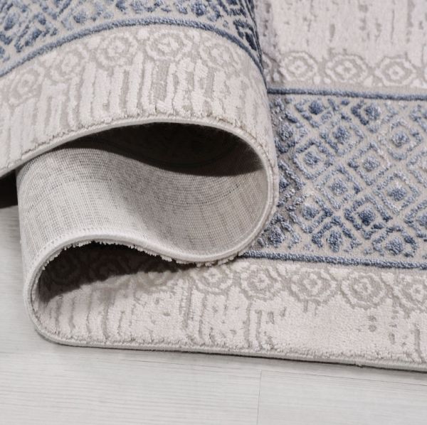 Crea Halı Belinda BM07 Akrilik Dokuma Gri Mavi Avangart Klasik Salon Halısı My Crea Home