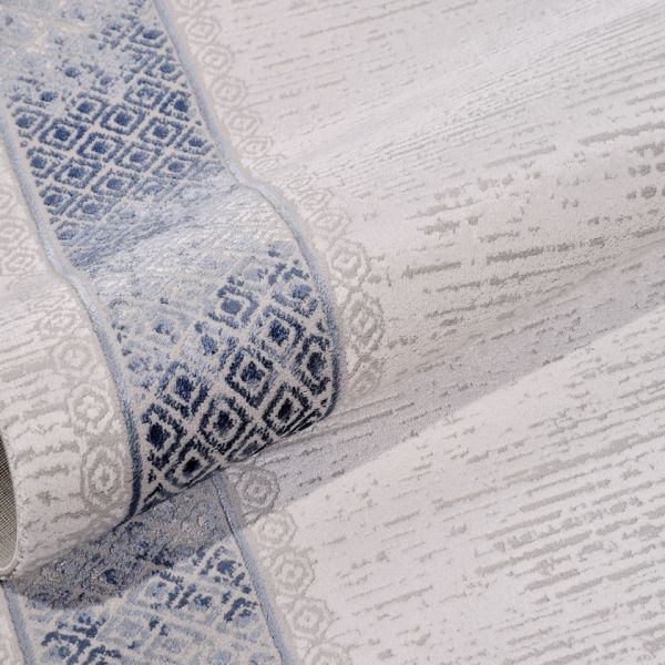 Crea Halı Belinda BM07 Akrilik Dokuma Gri Mavi Avangart Klasik Salon Halısı My Crea Home