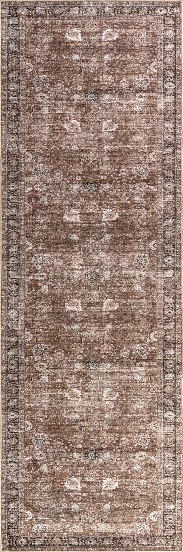 Atelier 501 Brown Taupe Eskitme Vintage Antre Hol Halısı Etnik Dokuma Otantik Özel Ölçü Yolluk