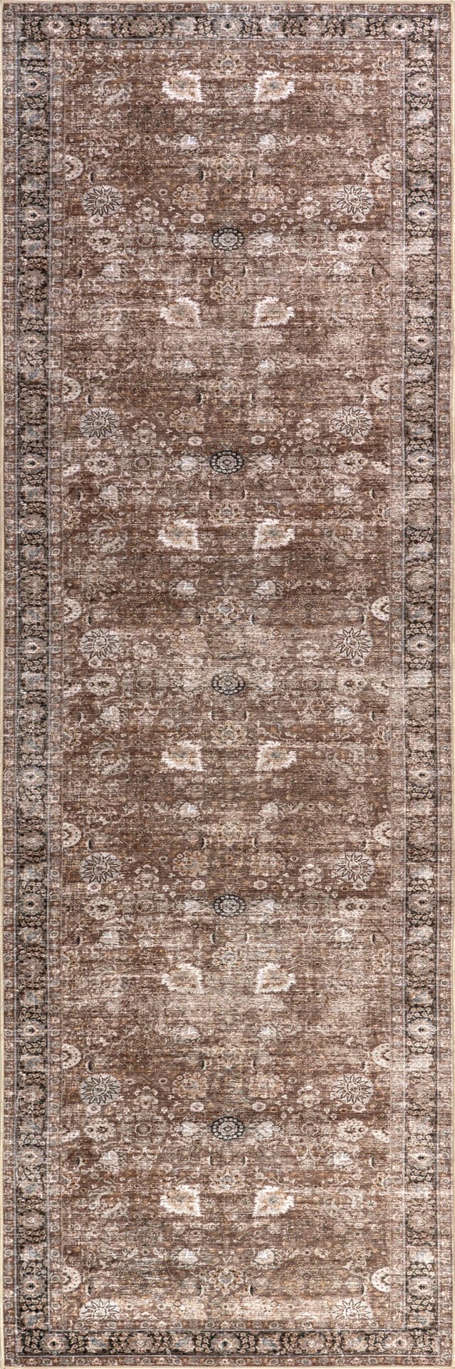 Atelier 501 Brown Taupe Eskitme Vintage Antre Hol Halısı Etnik Dokuma Otantik Özel Ölçü Yolluk