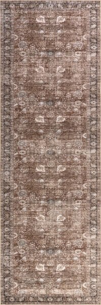 Atelier 501 Brown Taupe Eskitme Vintage Antre Hol Halısı Etnik Dokuma Otantik Özel Ölçü Yolluk