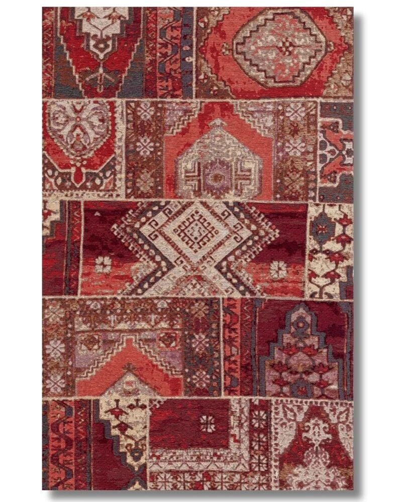 Drom Pamuk Dokuma Taban Makinede Yıkanabilen Kilim Kaymaz Şönil Patchwork Vintage Halı