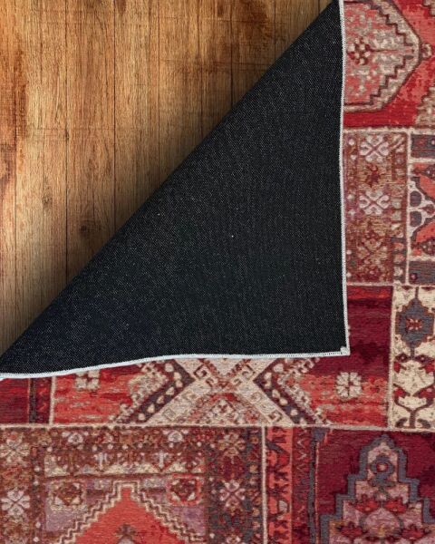 Drom Pamuk Dokuma Taban Makinede Yıkanabilen Kilim Kaymaz Şönil Patchwork Vintage Halı