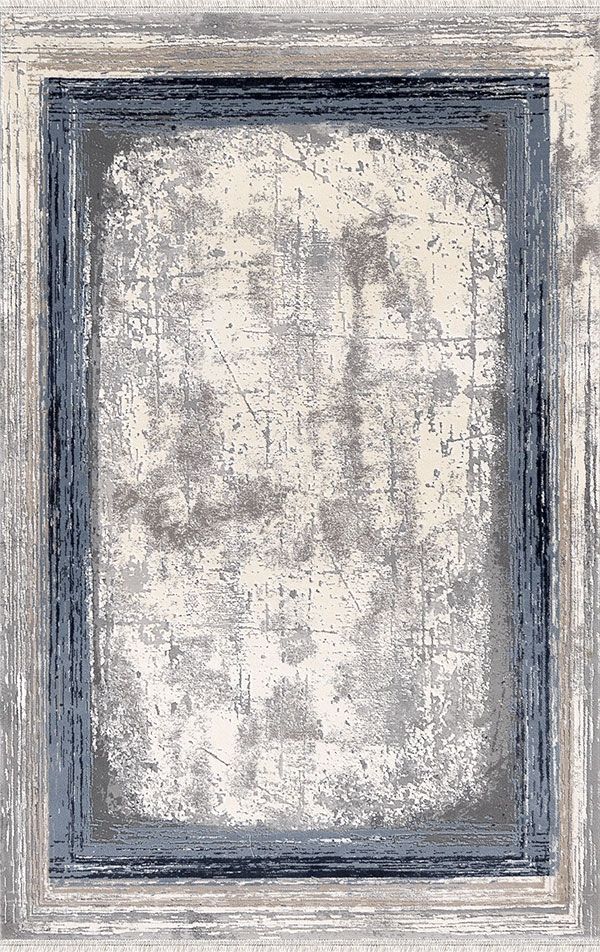 Merinos Halı Therapy 34665 030 Yün Tuşeli Çerçeveli Modern Salon Halısı Gri Mavi 200x290