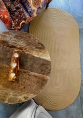 Milda 30 Jüt Hasırlı El Örgüsü Çift Taraflı Kilim Oval Jüt Halı 80x300