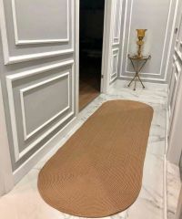 Milda 30 Jüt Hasırlı El Örgüsü Çift Taraflı Kilim Oval Jüt Halı 100x200