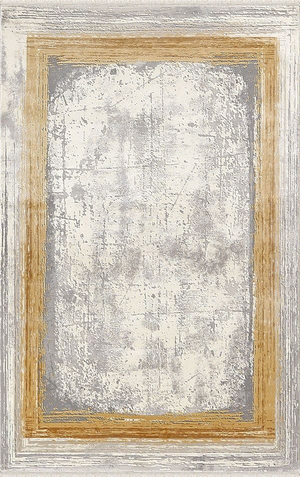 Merinos Halı Therapy 34665 075 Yün Tuşeli Çerçeveli Modern Salon Halısı Gri Bakır 125x200