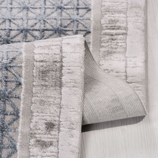 Crea Halı Prato PC01 Akrilik Dokuma Gri Mavi Modern Klasik Salon Halısı My Crea Home