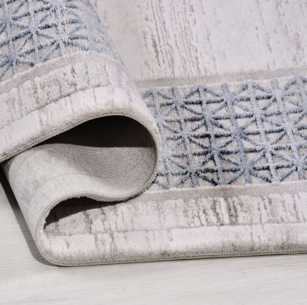 Crea Halı Prato PC01 Akrilik Dokuma Gri Mavi Modern Klasik Salon Halısı My Crea Home