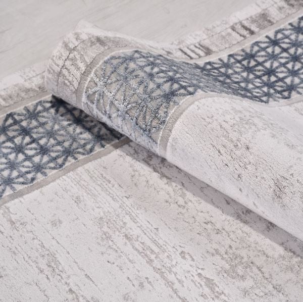 Crea Halı Prato PC01 Akrilik Dokuma Gri Mavi Modern Klasik Salon Halısı My Crea Home