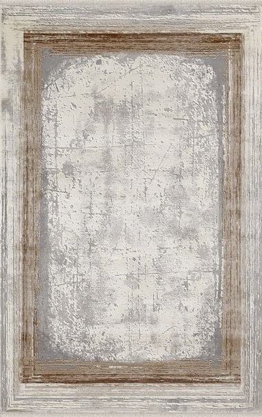 Merinos Halı Therapy 34665 080 Yün Tuşeli Çerçeveli Modern Salon Halısı Gri Kahve 80x150