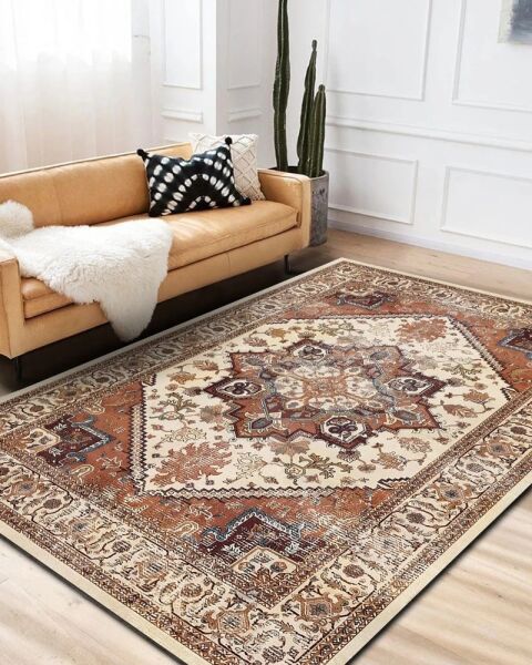 Drom Pamuk Dokuma Taban Makinede Yıkanabilen Kilim Kaymaz Şönil Otantik Vintage Halı