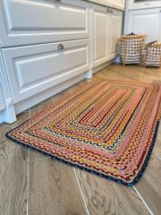 Milda 32 Multi Jüt Hasırlı El Örgüsü Çift Taraflı Kilim Dikdörtgen Jüt Halı 100x200