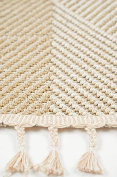 Eko Halı Soho SH 08 Beige Hav Toz Vermez Modern Bukle Makine Halısı Yuvarlak Yolluk Bej Mutfak Halısı