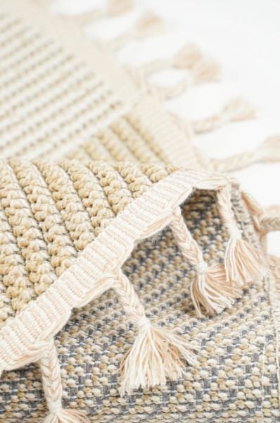 Eko Halı Soho SH 08 Beige Hav Toz Vermez Modern Bukle Makine Halısı Yuvarlak Yolluk Bej Mutfak Halısı