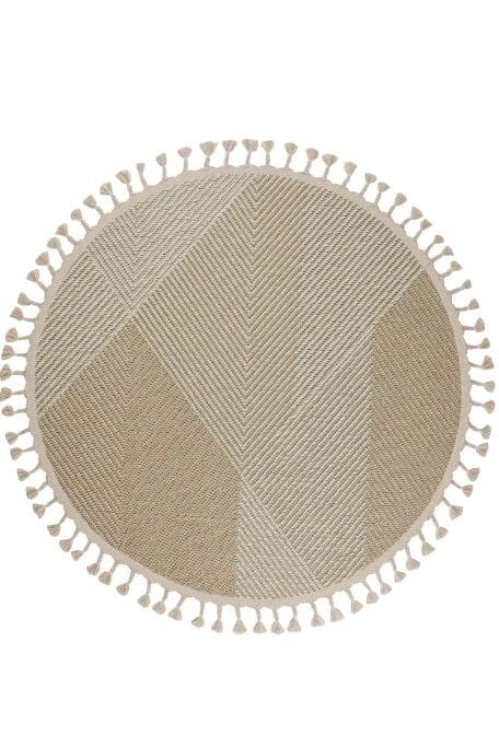 Eko Halı Soho SH 08 Beige Hav Toz Vermez Modern Bukle Makine Halısı Yuvarlak Yolluk Bej Mutfak Halısı