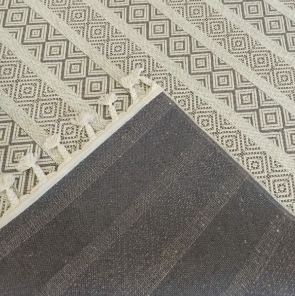 Reform Halı Everest 6601 Beyaz Örgü Saçaklı Şönil Kilim Salon Koridor Halısı Yolluk