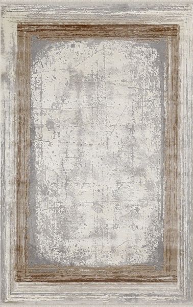 Merinos Halı Therapy 34665 080 Yün Tuşeli Çerçeveli Modern Salon Halısı Gri Kahve 200x290
