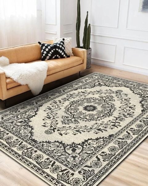 Drom Pamuk Dokuma Taban Makinede Yıkanabilen Kilim Kaymaz Şönil Modern Şık Vintage Halı