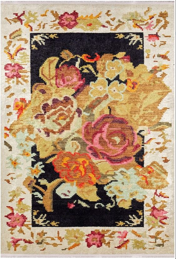 Halımax Dara 093 Yıkanabilir Kaymaz Dokuma Tabanlı Karabağ Multi Floral Modern Halı | Salon, Oturma Odası Mutfak Yatak Odası ve Antre Halısı
