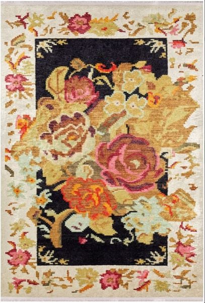Halımax Dara 093 Yıkanabilir Kaymaz Dokuma Tabanlı Karabağ Multi Floral Modern Halı | Salon, Oturma Odası Mutfak Yatak Odası ve Antre Halısı