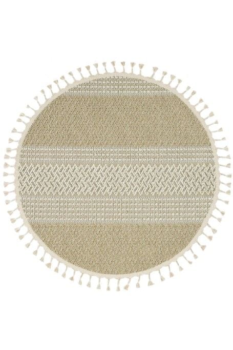 Eko Halı Soho SH 05 Beige Hav Toz Vermez Modern Bukle Makine Halısı Yuvarlak Yolluk Bej Mutfak Halısı