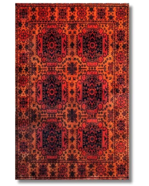 Drom Pamuk Dokuma Taban Makinede Yıkanabilen Kilim Kaymaz Şönil Turuncu Kırmızı Bohem Halı