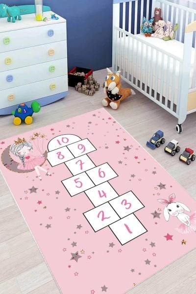 Cino 88 Pembe Seksek Kız Çocuk Odası Oyun Halısı