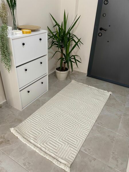 Seyran Halı Ruby 1150 Beyaz Hav Toz Vermez Modern Yumuşak Tuşeli Salon Halısı