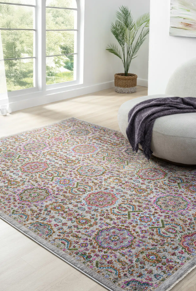 Seyran Halı Monde 802 Multi Vintage Çiçekli Klasik Halı  Antik Motifli Dekoratif Salon Halısı