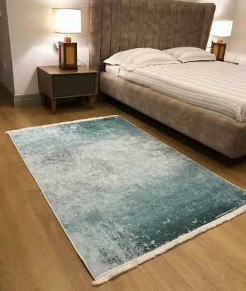 Halımax Dara 146 Yıkanabilir Kaymaz Dokuma Tabanlı Turkuaz Geçişli Modern Halı | Salon, Oturma Odası Mutfak Yatak Odası ve Antre Halısı