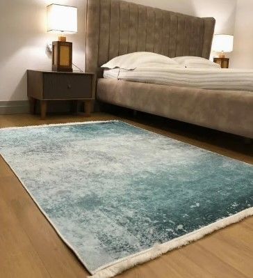 Halımax Dara 146 Yıkanabilir Kaymaz Dokuma Tabanlı Turkuaz Geçişli Modern Halı | Salon, Oturma Odası Mutfak Yatak Odası ve Antre Halısı