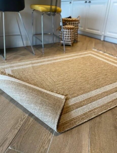 Seyran Halı 672 Bej İndia Modern Jüt Dokulu Modern Kahverengi Halı Hasır Model Yolluk 80x200