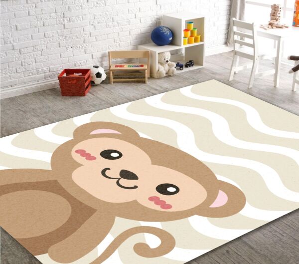 Cino 88 Kahve Krem Sevimli Ayıcık Çocuk Oyun Odası Halısı