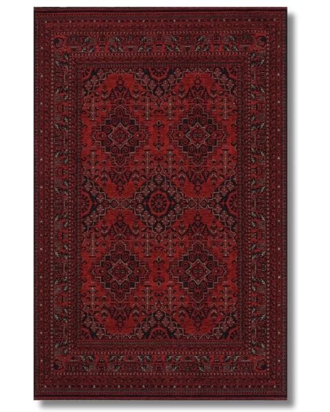 Drom Pamuk Dokuma Taban Makinede Yıkanabilen Kilim Kaymaz Şönil Kırmızı Bordo Otantik Halı