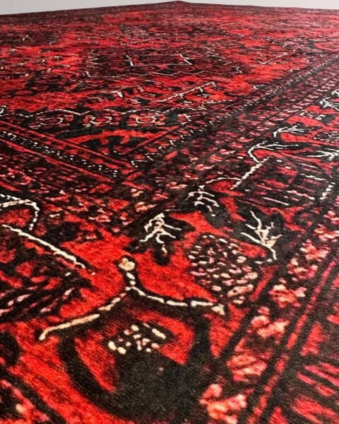 Drom Pamuk Dokuma Taban Makinede Yıkanabilen Kilim Kaymaz Şönil Kırmızı Bordo Otantik Halı