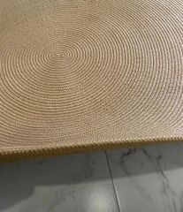 Milda 37 Jüt Hasırlı El Örgüsü Çift Taraflı Kilim Yuvarlak Jüt Halı 90x90
