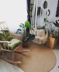Milda 37 Jüt Hasırlı El Örgüsü Çift Taraflı Kilim Yuvarlak Jüt Halı 90x90