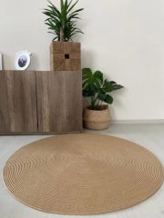 Milda 37 Jüt Hasırlı El Örgüsü Çift Taraflı Kilim Yuvarlak Jüt Halı 90x90